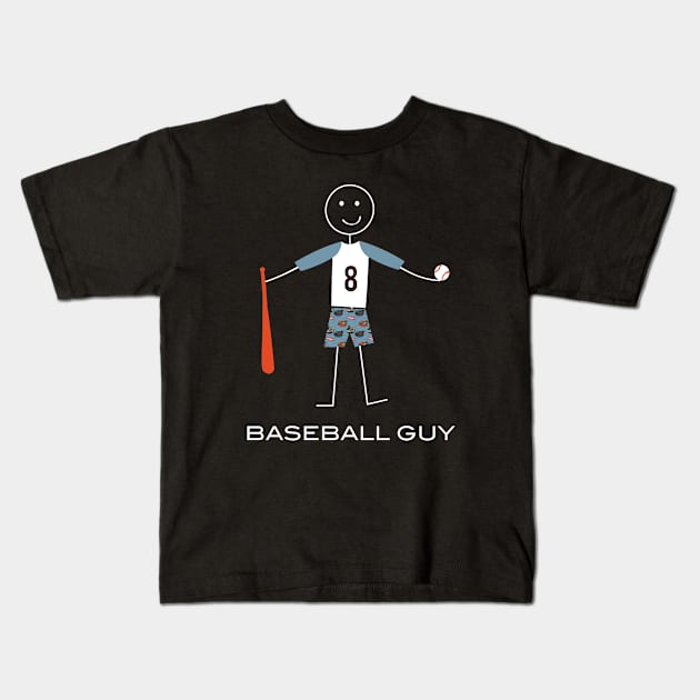 Funny Mens Baseball Player Illustration Kids T-Shirt by whyitsme